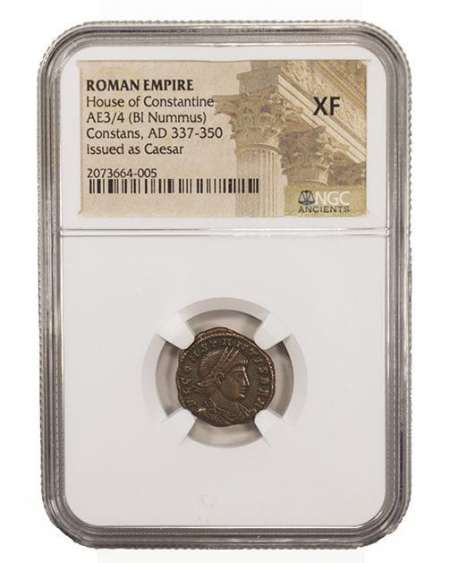 Roman AE of Constans (AD 221-350) NGC(XF) - Coins of America