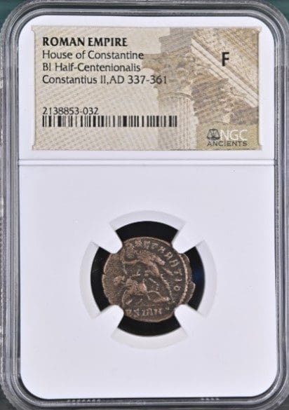 Constantius II Gladiator Reverse NGC Slab - Fallen Horseman | Roman AE